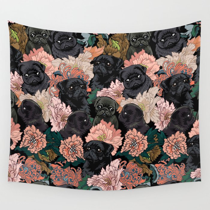Because Black Pug Wall Tapestry