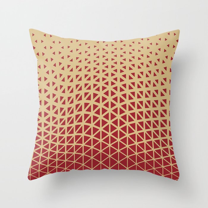 Red and Beige Geometric Wave Pattern 2021 Color of the Year Satin Paprika and Sunlit Brass Throw Pillow