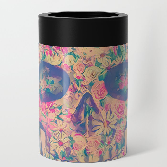 Skull Flowers pink, dreams, pastel, love, cute,  Can Cooler