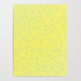 minimalist nordic scandinavian abstract neon yellow teal geometric triangles Poster