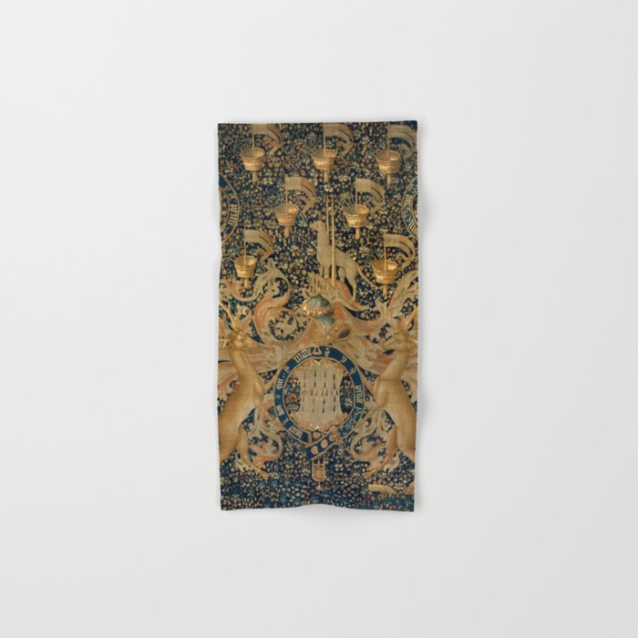 Vintage Golden Deer and Royal Crest Design (1501) Hand & Bath Towel