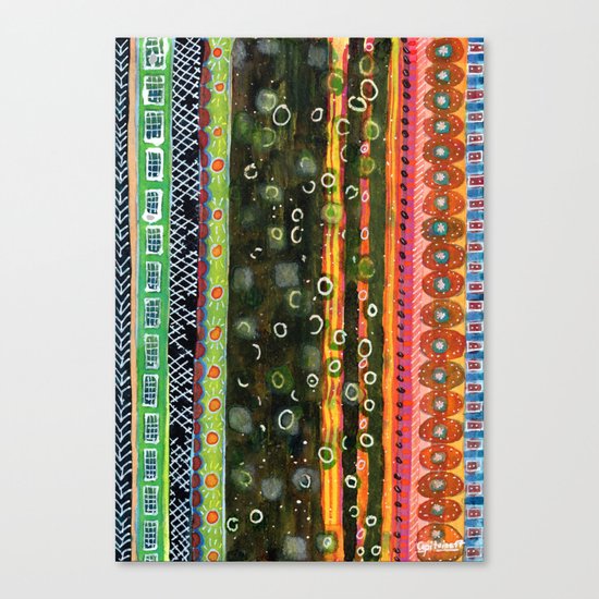 Absorbed Rings with Vertical Stripes Pattern Canvas Print