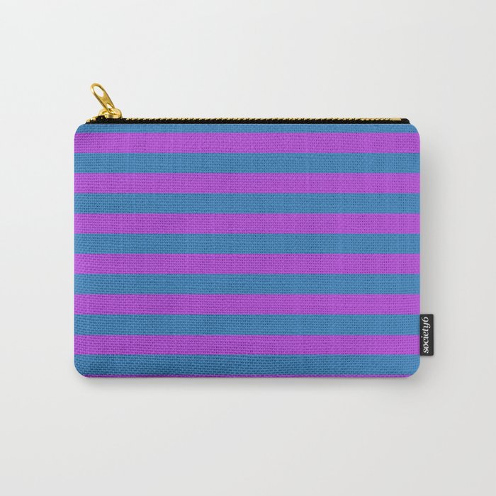 Blue and Purple Stripes Carry-All Pouch
