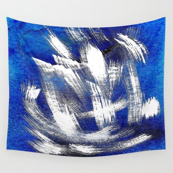 Cosmic blue white Wall Tapestry