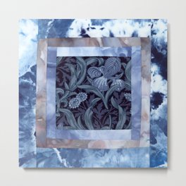 William Morris Iris Patchwork Quilt Block Metal Print