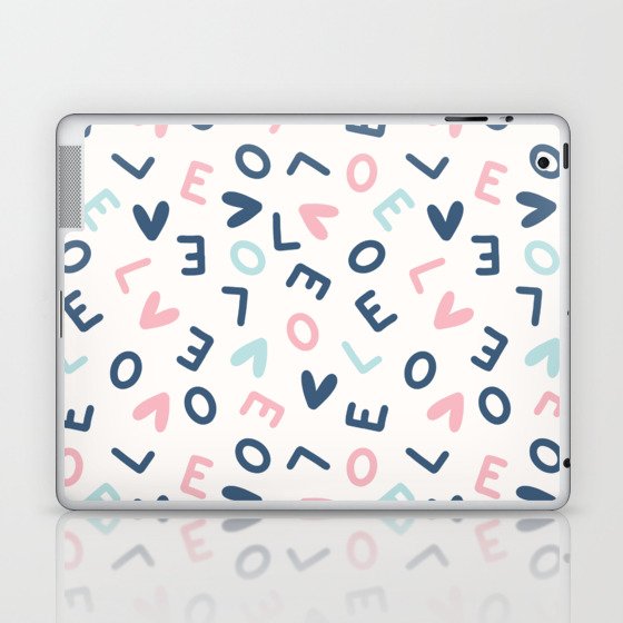 Valentine Pastel Pink Blue Letter Love Laptop & iPad Skin