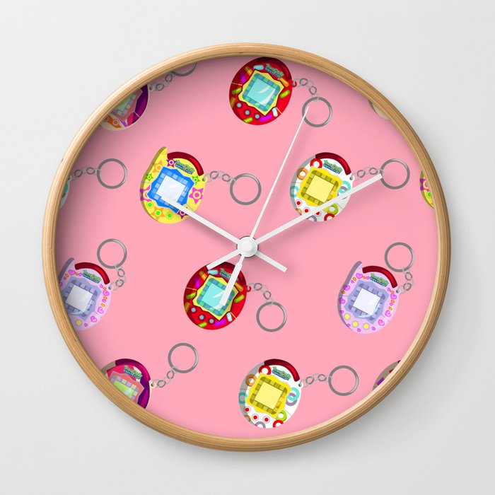 Wallpaper Tamagotchi Connection V2 Pink Wall Clock By Madamenvy Society6 For Android