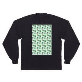 Flowers and Leaves Green Long Sleeve T Shirt
