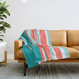 Colorful Stripes, Coral, Teal and Aqua Throw Blanket