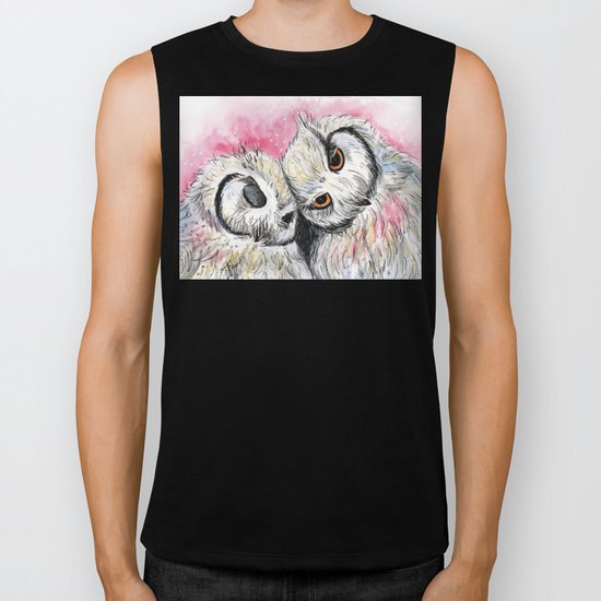 owl snuggles Biker Tank
