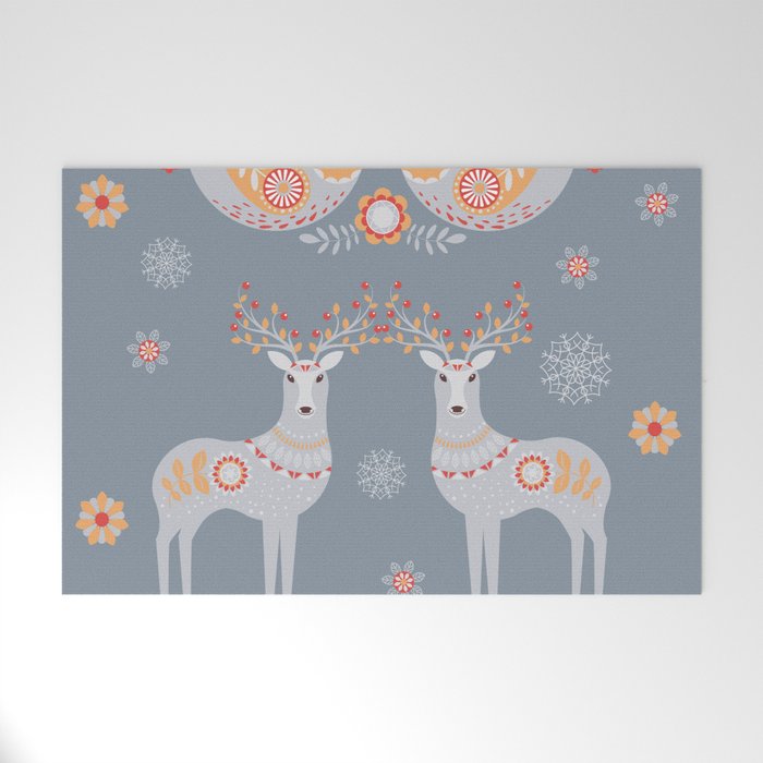 Nordic Winter Welcome Mat By Lavieclaire Society6