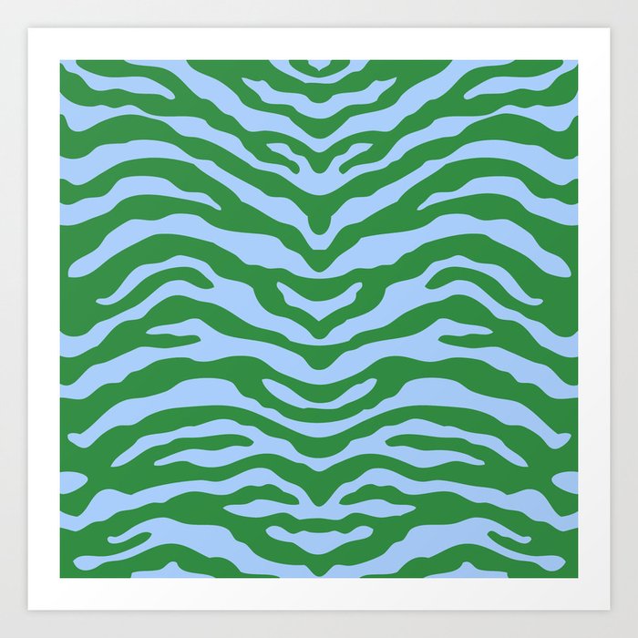 Blue and Green Zebra Art Print