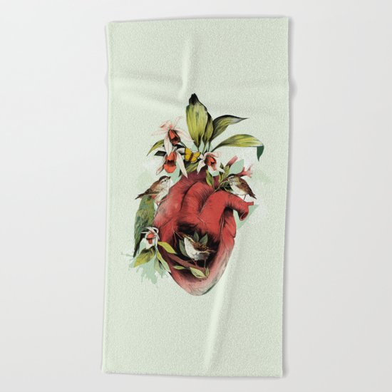Heart Of Birds Beach Towel