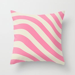 70s Retro Pink & Cream Waves Pattern Throw Pillow