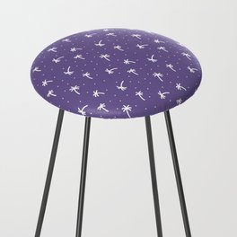 Purple And White Doodle Palm Tree Pattern Counter Stool