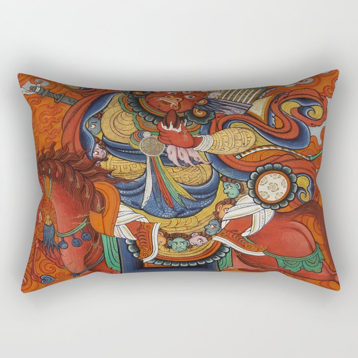 Begtse 'the Great Coat of Mail' Buddhist Thangka Rectangular Pillow