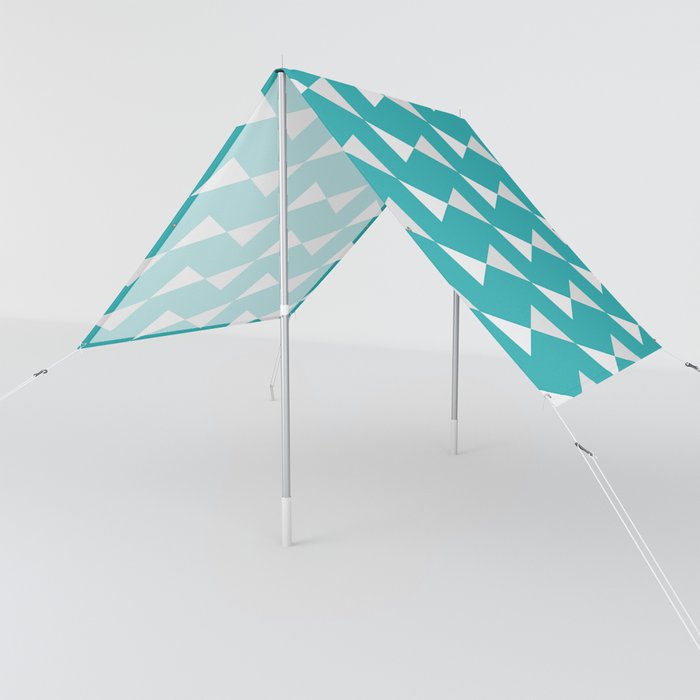 Retro Aqua Blue Zig Zag Pattern Modern Chevron Pattern Classic Geometric Triangle Abstract Sun Shade