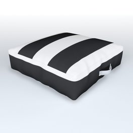 Eerie black - solid color - white stripes pattern Outdoor Floor Cushion