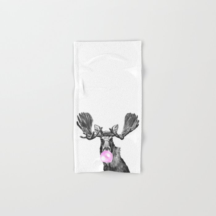 Bubble Gum Moose in Black and White Hand & Bath Towel