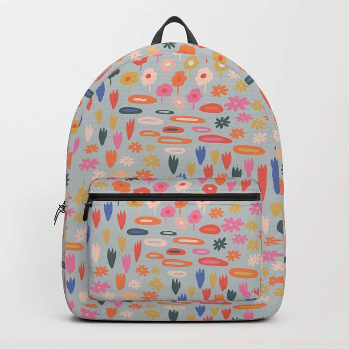 Meadow - Spring Floral Abstract Pattern Light Sage Green Backpack