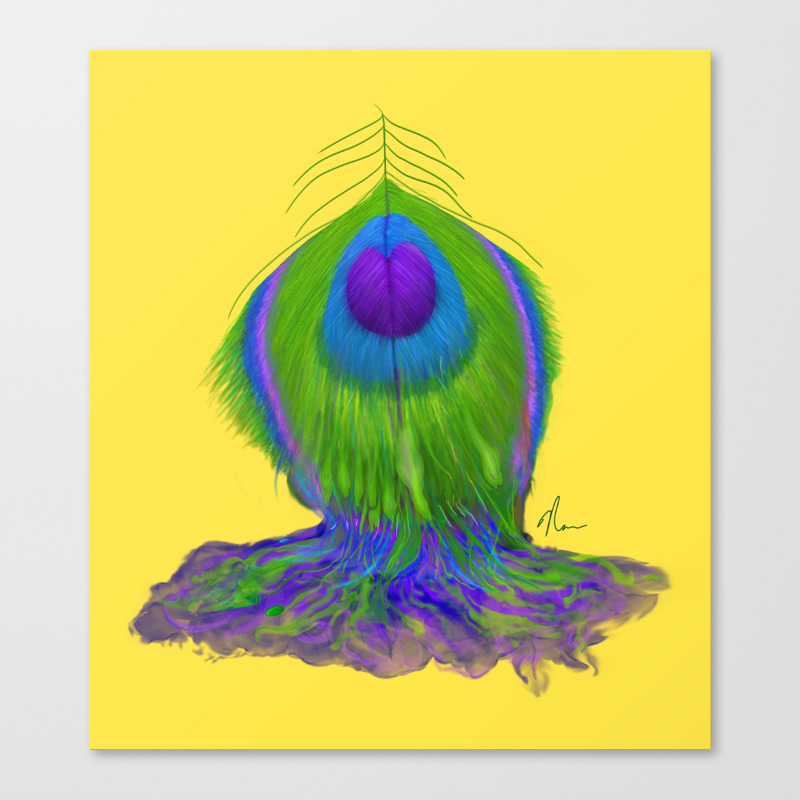 Melting Peacock Feather Concept Painting Canvas Print By