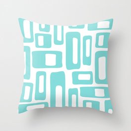 Retro Mid Century Modern Abstract Pattern 731 Turquoise Throw Pillow
