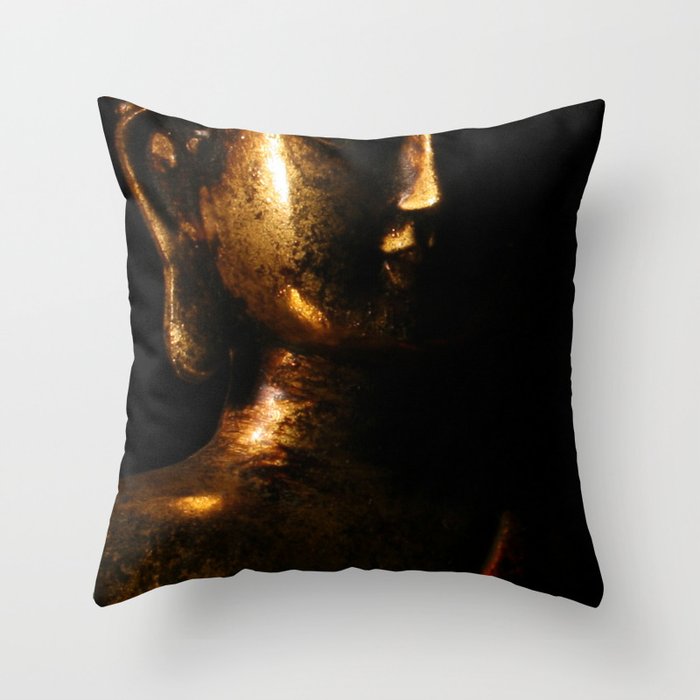 Gold Buddha face Throw Pillow