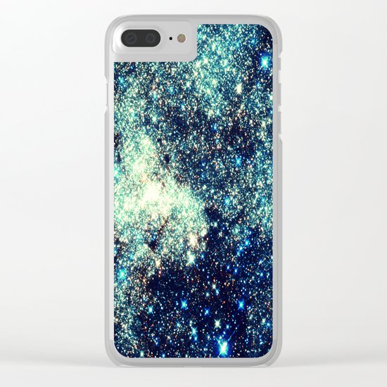 gAlAxY Stars Teal Turquoise Blue Clear iPhone Case