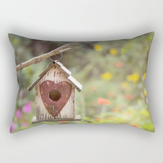 bird house in summer garden Rectangular Pillow
