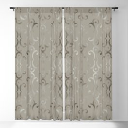 Vintage Old Wallpaper Pattern in Neutral Earth Tones Gray Taupe Blackout Curtain
