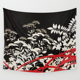 Japanese Vintage Kimono Pattern, Vintage Black And White Floral Pattern, Wall Tapestry