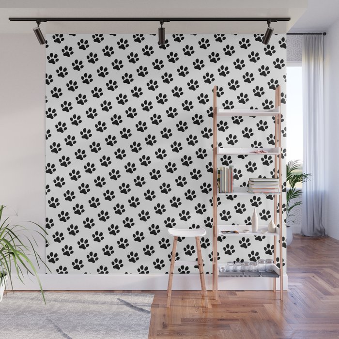 Kitty Paws Print Cat Lover Pattern Wall Mural