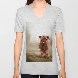 Highland Cow V Neck T Shirt