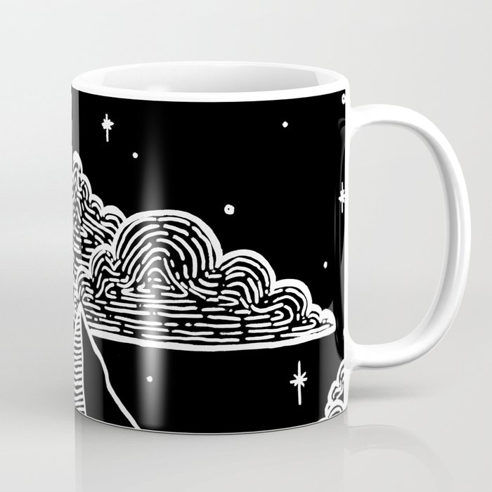 Moon Phases over Mountains - Black Coffee Mug