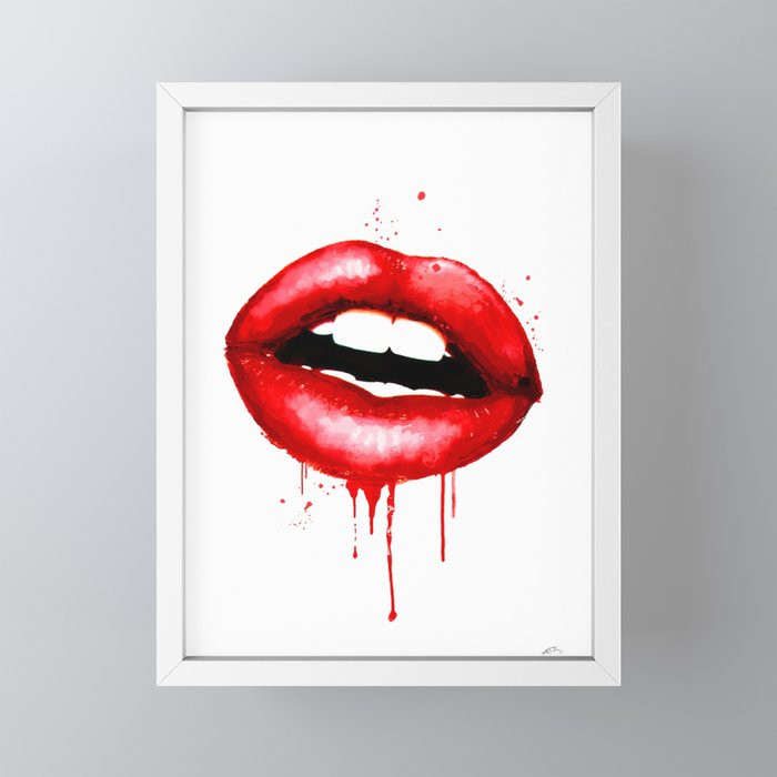 Lips Biting Prints Wall Art Dripping Lips Glitter Lip Canvas