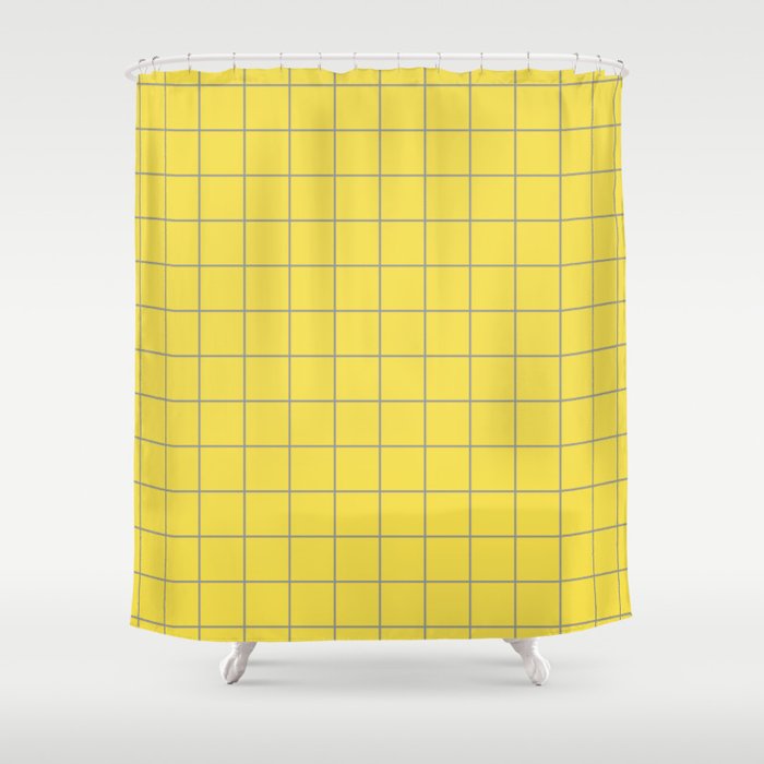 Windowpane Check Grid (Pantone Illuminating Yellow/Ultimate Gray) Shower Curtain