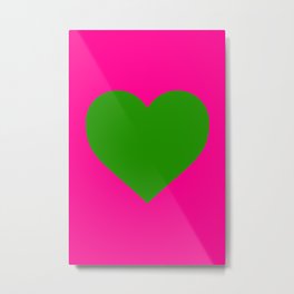 Green Heart on Magenta background Metal Print