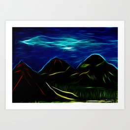 Midnight Mountains Art Print