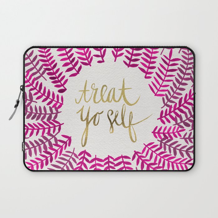 Treat Yo Self – Pink & Gold Laptop Sleeve