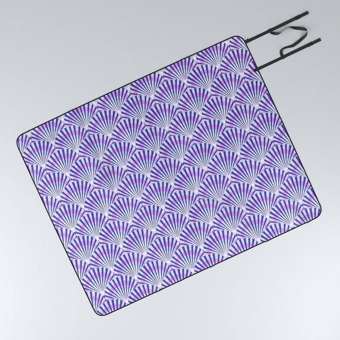 Purple Shell Art Deco Pattern Picnic Blanket