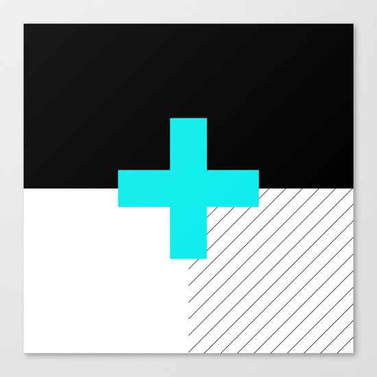 Neon Cross (Blue) // Neon Plus (Blue) Canvas Print