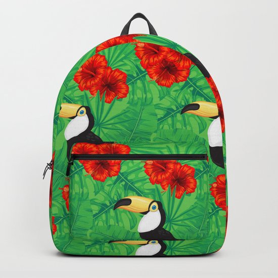 Tropical pattern with toucan and tropical leaves Backpack