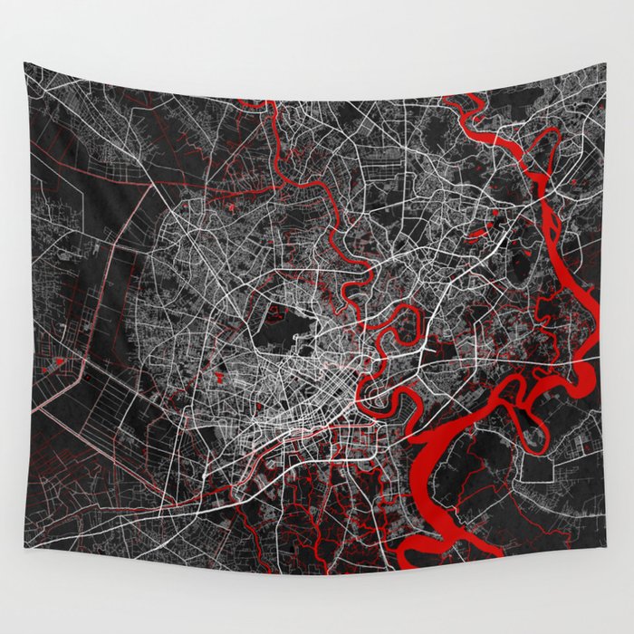 Ho Chi Minh City Map of Vietnam - Oriental Wall Tapestry by deMAP Studio  Society6