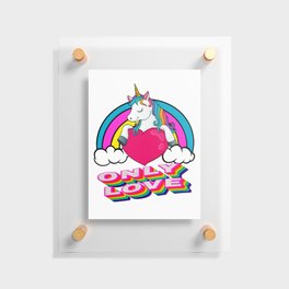 Cute Unicorn Holding A Red Heart – Valentine's Day Gift Floating Acrylic Print