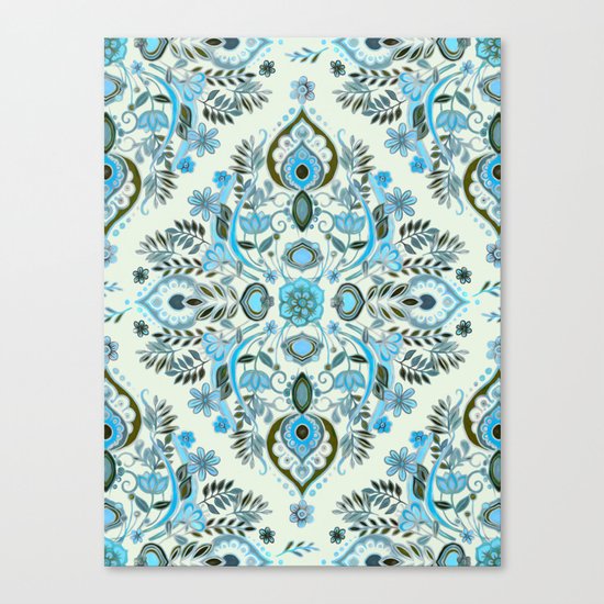 Modern Folk in Aqua and Umber Canvas Print
