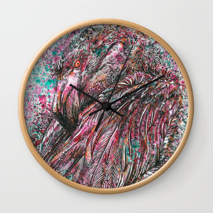 Felipe The Flamingo Wall Clock By Camiloperdomo Society6