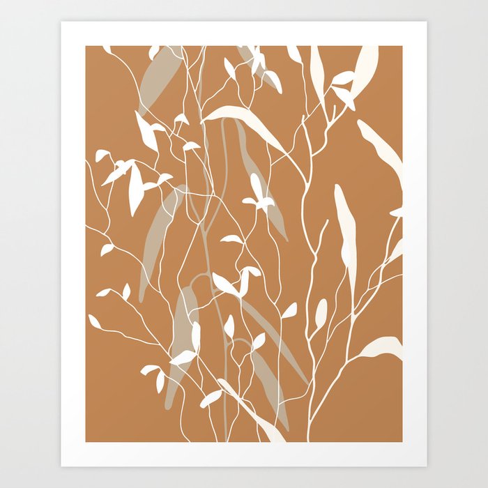 Meadow Grasses Floral on Yellow Art Print