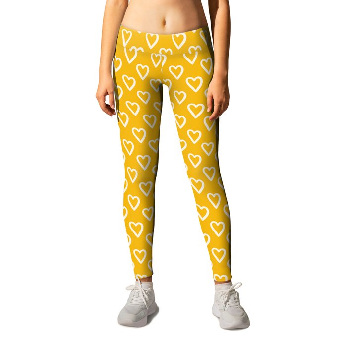 Yellow and white hearts for Valentines day Leggings