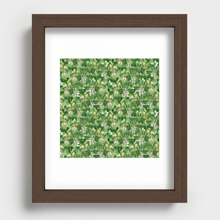 Botanical Nature Green Pattern Recessed Framed Print