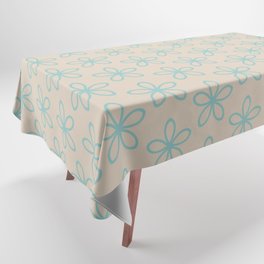 Aqua and Beige Minimal Flower Pattern 2021 Color of the Year Aqua Fiesta and Sourdough Tablecloth